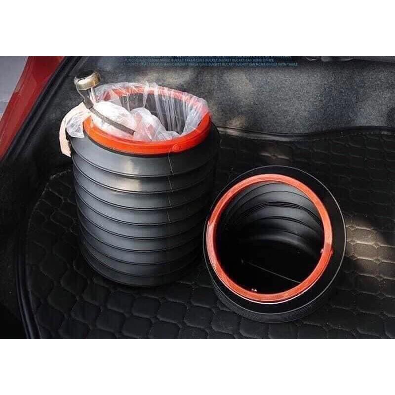 Thùng gấp gọn mini để rác co giãn trên ô tô - dùng để chứa đồ ăn, rác, đồ dùng kích thước vừa và nhỏ