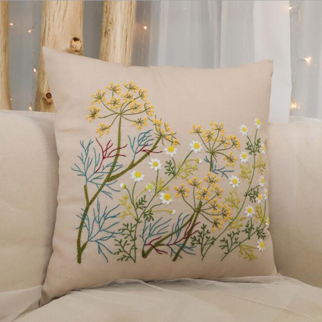 2pcs DIY Embroidery Kit Pillow Cover Handmade For Beginners Sewing Crafts