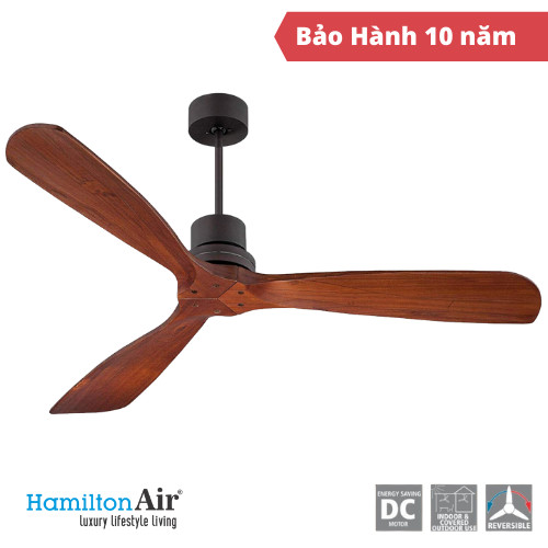 Quạt Trần AKMANI 3 Cánh Gỗ DARK WALNUT - Động Cơ DC Vận Hành Êm Ái Và Bền Bỉ - Phong Cách Thời Thượng - Hàng Chính Hãng