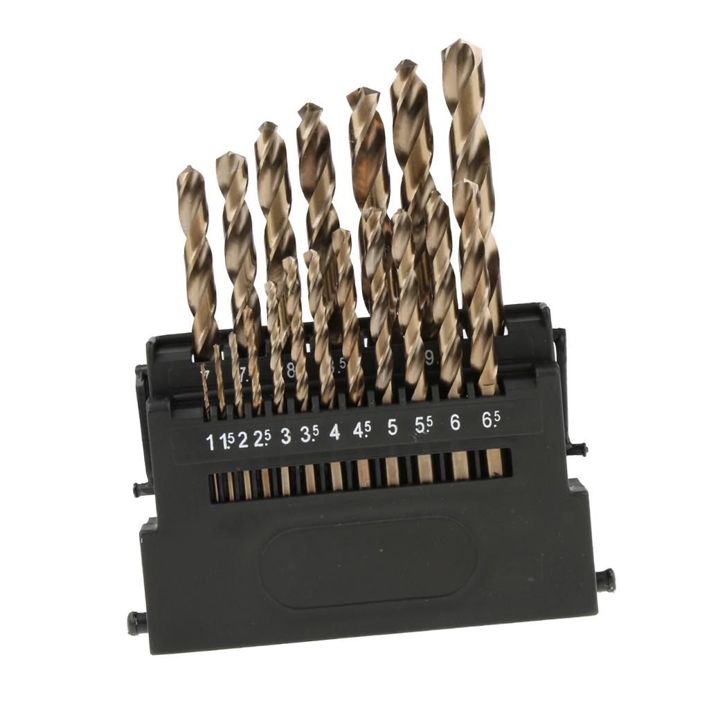 Bộ 19 M35 Cấp Cobalt 5% HSS Mũi Khoan Xoắn Bit Bộ Dụng Cụ Khoan