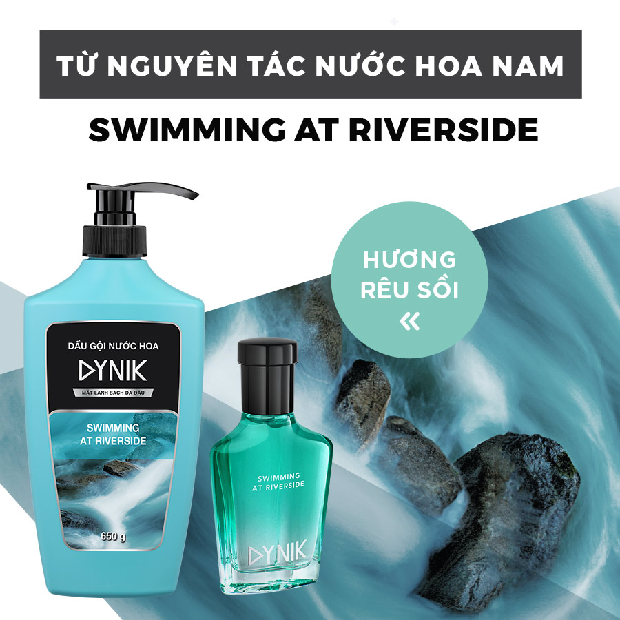 Dầu gội nước hoa nam Dynik Swimming At Riverside hương rêu sồi cuốn hút 650g