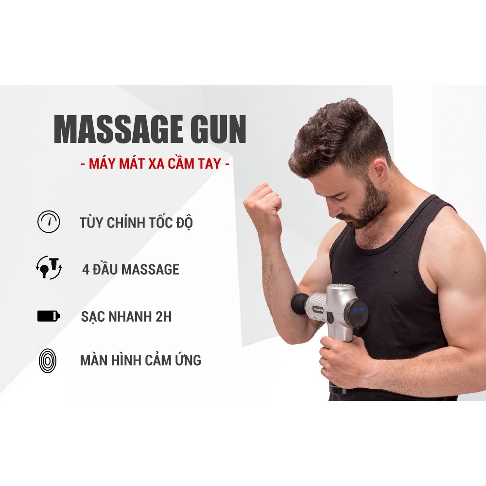 Máy mát xa cầm tay Massage chính hãng GoodFit GF211MG - 7 Cấp Độ, Hỗ Trợ Mát Xa Chuyên Sâu, Giảm Đau Cơ, Cứng Khớp. Tặng 1 Đồng Hồ Đeo Tay