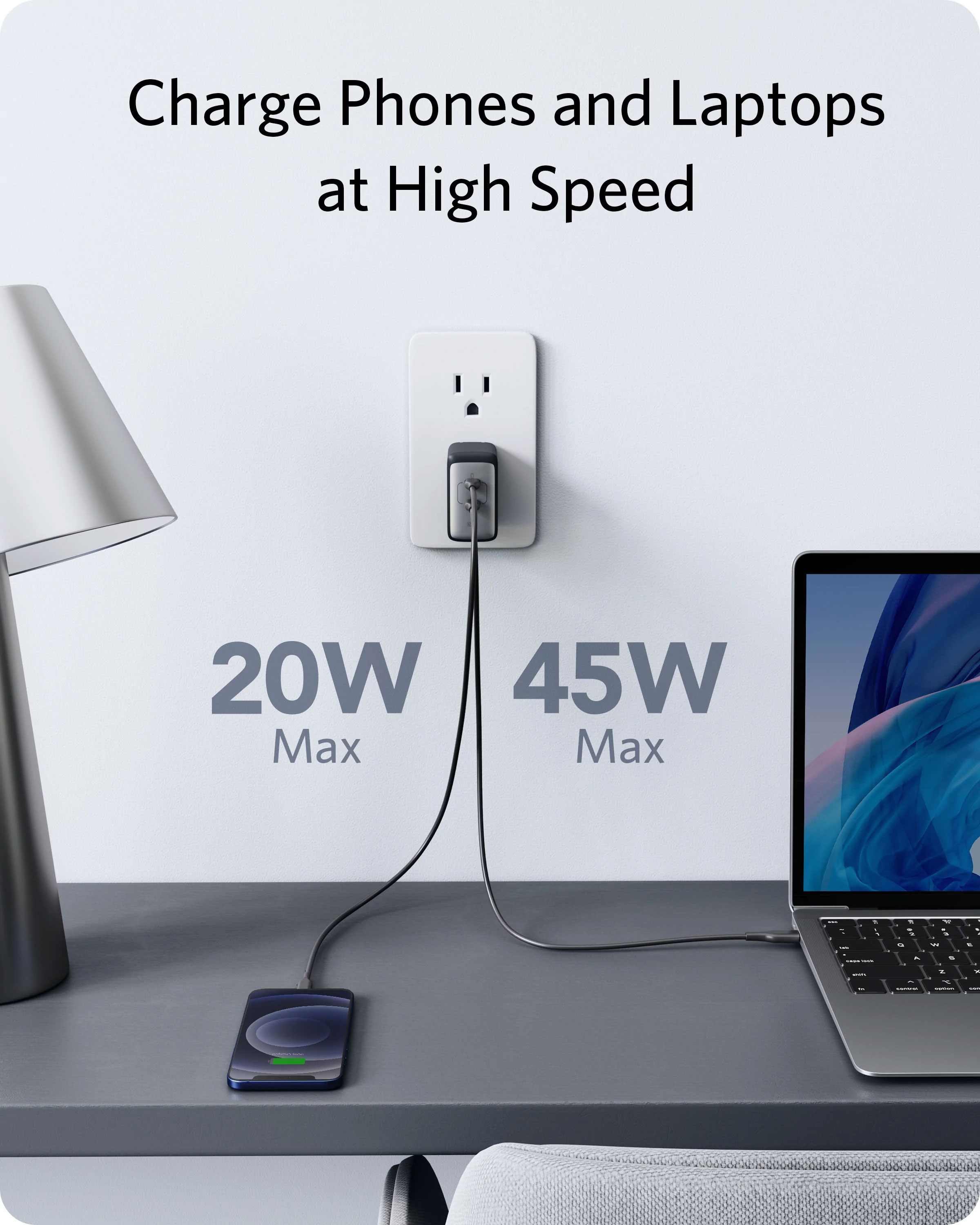 Sạc ANKER 726 NANO II 2 Cổng 65W - A2666 - 2 Cổng USB-C Công Nghệ Power IQ 3.0