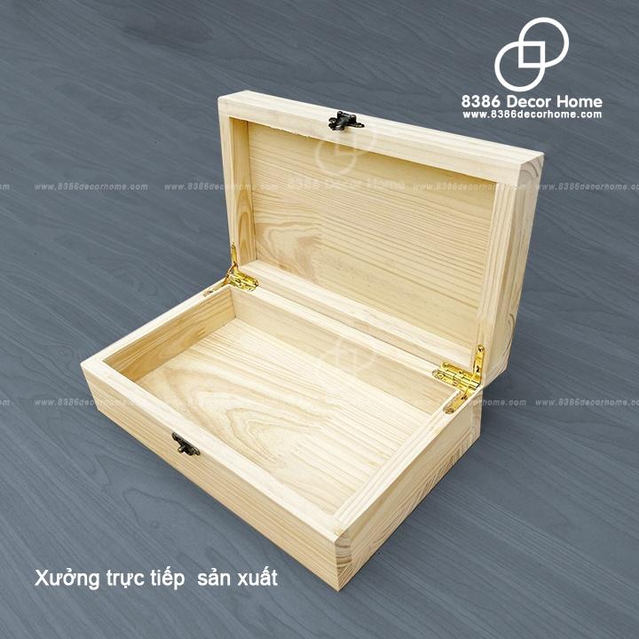 Hộp gỗ chữ nhật có nắp gỗ đựng đồ, tủ gỗ pallet đa năng