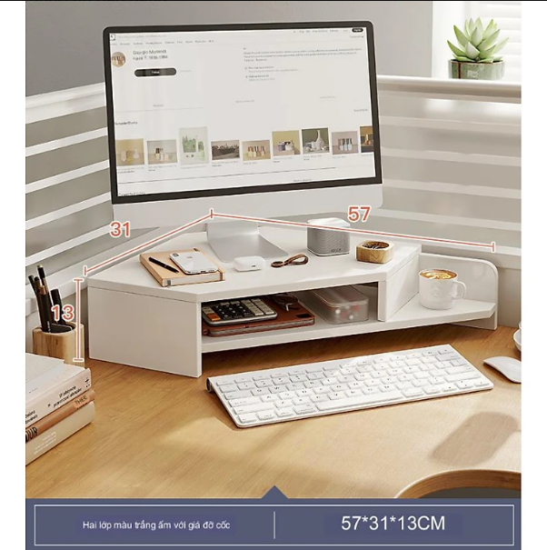 It shop - Bàn Kê Màn Hình Đặt Góc Spacious Conner Desk (Gỗ Trắng)