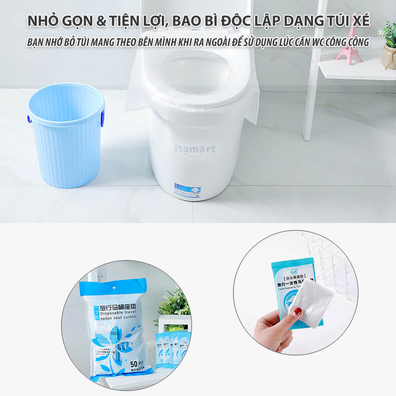 COMBO 5 Miếng Lót Bồn Vệ Sinh Dùng 1 Lần Giấy PE Sinh Học Bọc Bệ Xí Sạch Sẽ Chống Thấm Nước