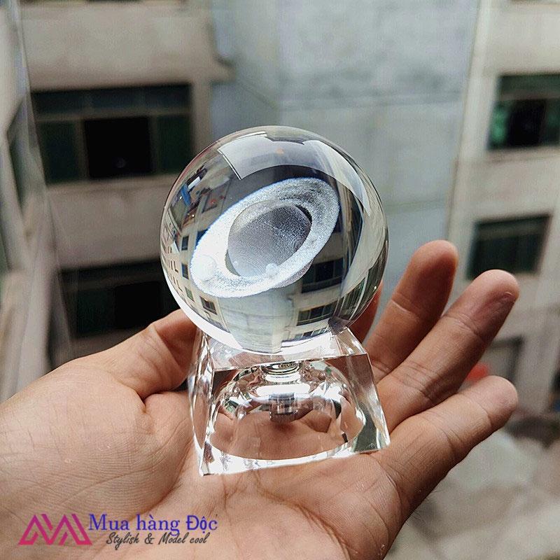 Bộ Quà Tặng Quả Cầu Pha Lê 3D LED Sao Thổ