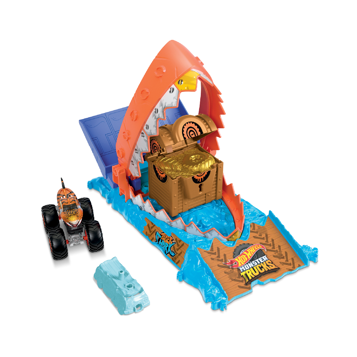 Bộ Đồ Chơi Thử Thách Monster Trucks - Vượt Bẫy Cá Mập Hot Wheels HTP17/HNB87