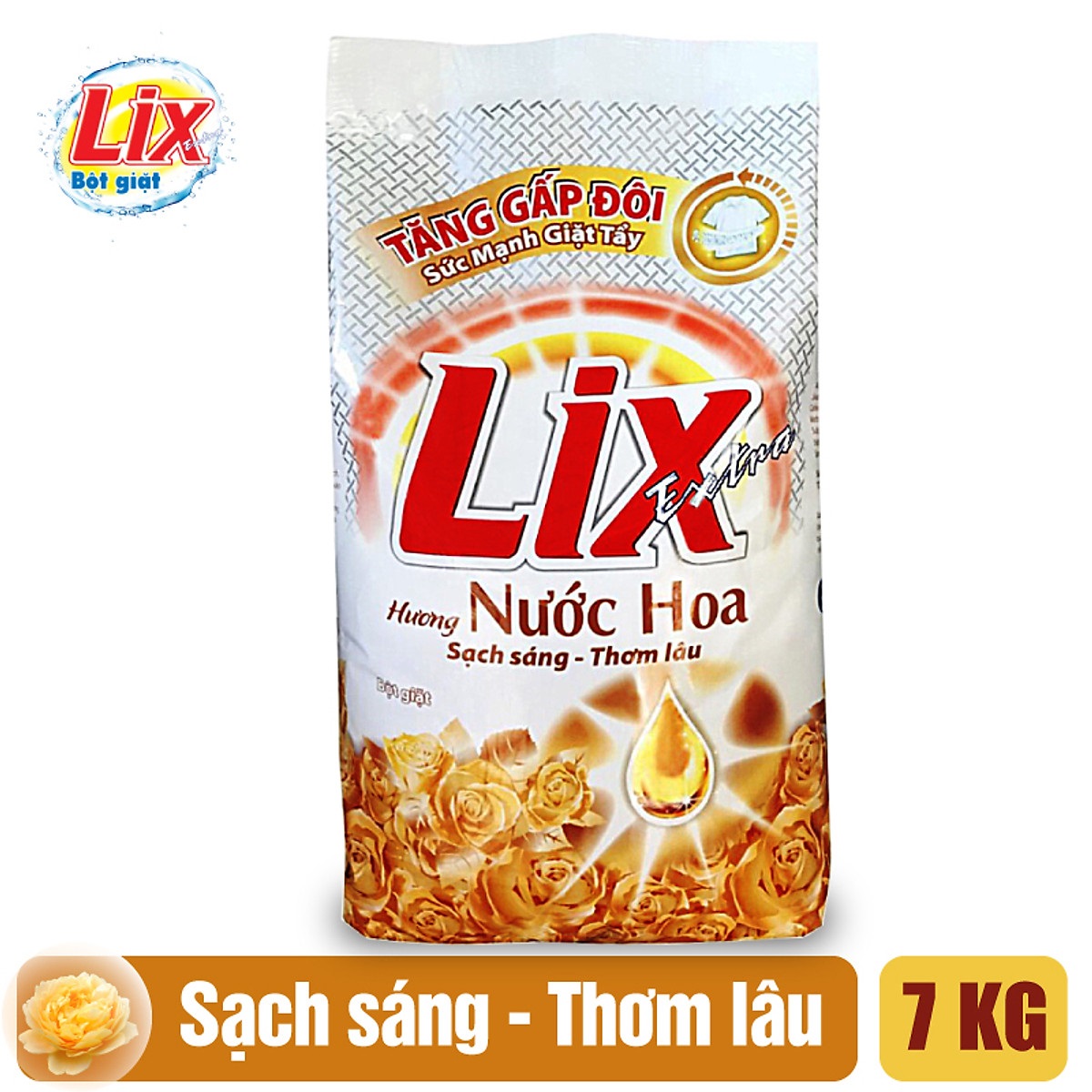 Bột giặt LIX Extra Hương Nước Hoa 7KG EH070 - Tẩy Sạch Vết Bẩn Mạnh Gấp 2 Lần