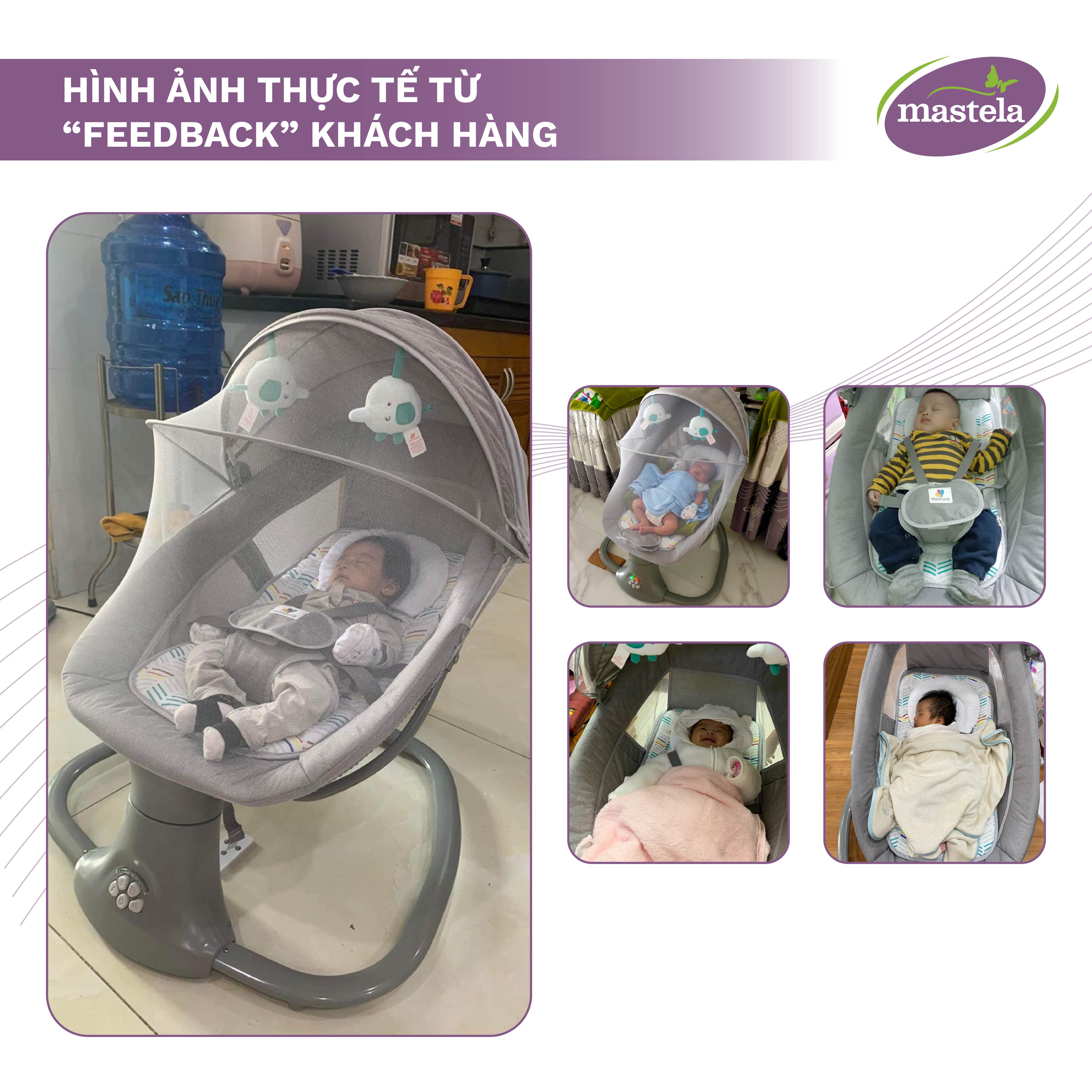 Nôi điện cho bé điều khiển từ xa và nhạc trắng ru ngủ Mastela 8104 / 8106 - Nôi cho bé sơ sinh nằm ngủ và chơi