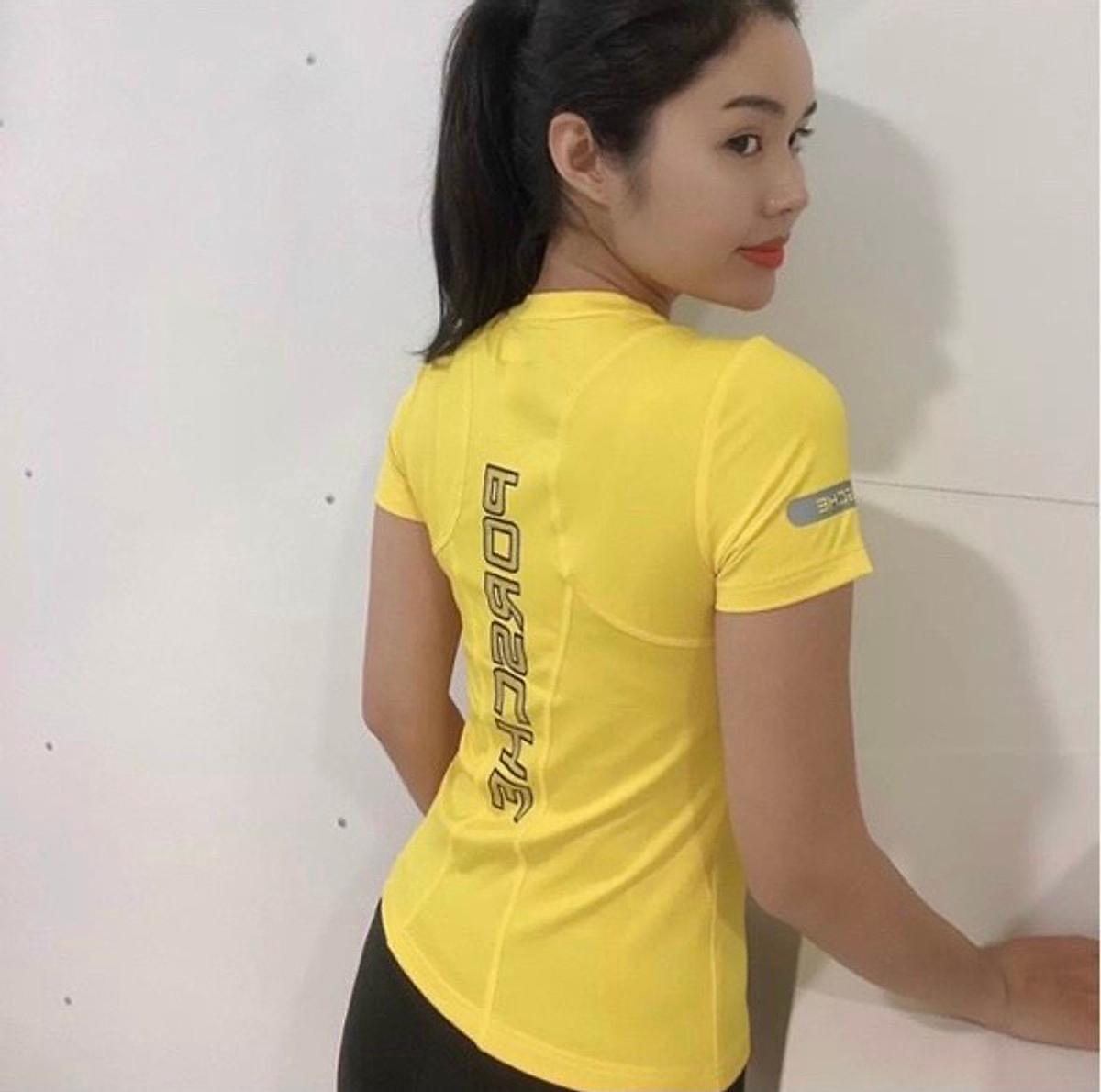 Áo Thun Nữ Tập Gym - Yoga Mát Rượi Thấm Hút Mồ Hôi Tốt - Vàng