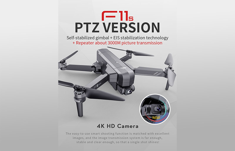 Flycam SJRC F11s 4K Pro 3Km 2021 – Gimbal chống rung 2 trục và chống rung điện tử EIS - thời gian bay 30 phút - Hàng Nhập Khẩu