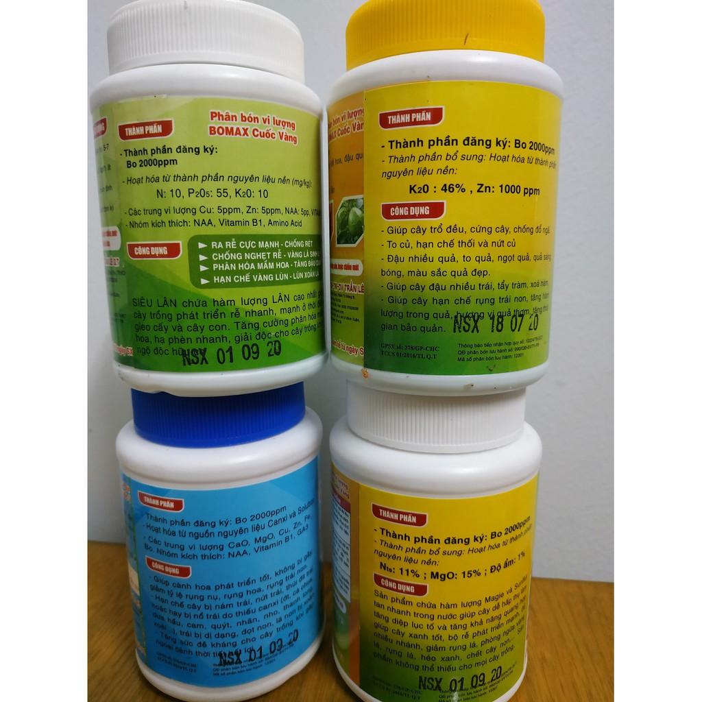 Bộ tứ sản phẩm dưỡng cây, kích hoa 100 gram/chai-BIOMAX