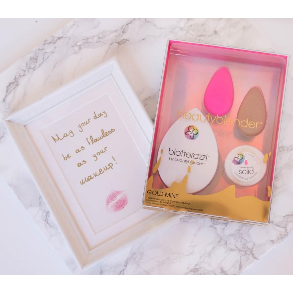 Bộ Mút Trang Điểm + Soap Vệ Sinh Beauty Blender Gold Mine