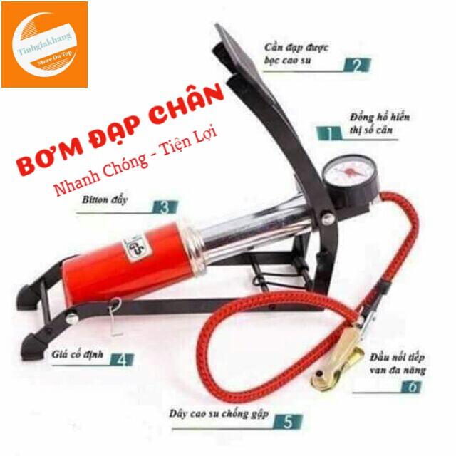 Bơm Đạp Chân mini 1 Piston Gấp Gọn Tiện Dụng Dễ Dàng Mang Theo, Bơm ô tô, Bơm xe máy, Tiện Lợi Vô Cùng