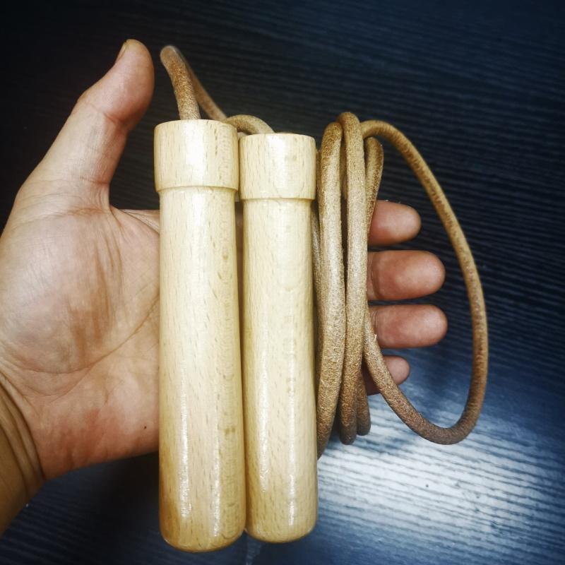 240 Gram Gỗ Chắc Chắn Tay Cầm Dây Da 7Mm Đường Kính 3M Bỏ Qua Dây Nhảy Thể Dục Quyền Anh Crossfit Nam Giới Sử Dụng tay Cầm Lớn Bóng Bay