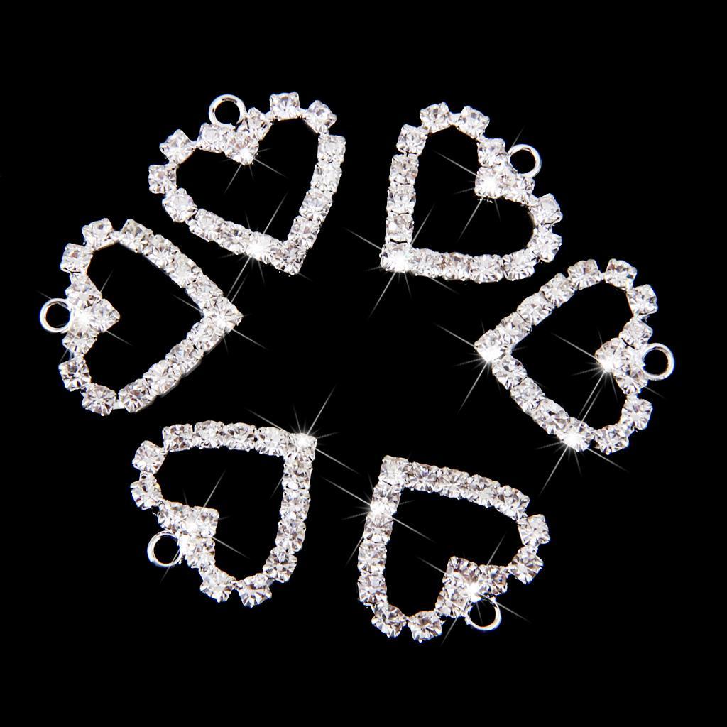 20pcs Silver Crystal Heart Charm Pendant Jewelry Bracelet Necklace Findings