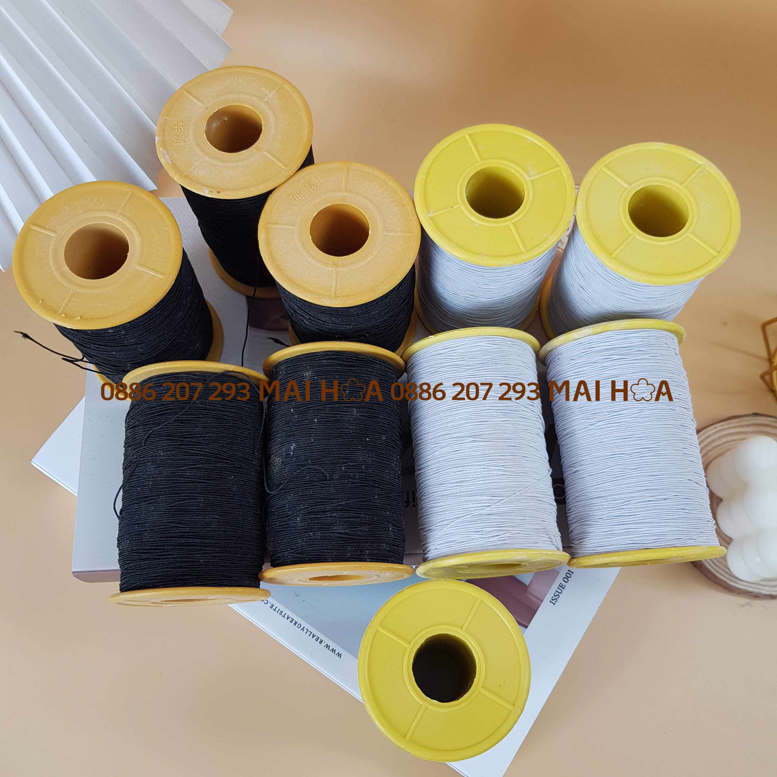 100 mét dây thun chỉ sợi 1mm Mai Hoa chun may nhún áo quần hàng loại 1 co giãn tốt