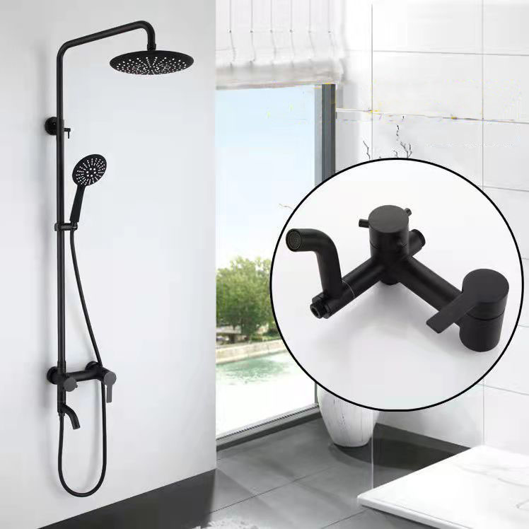 Bộ cây sen tắm nóng lạnh, thép không gỉ màu đen, kiểu tròn, 3 trong 1