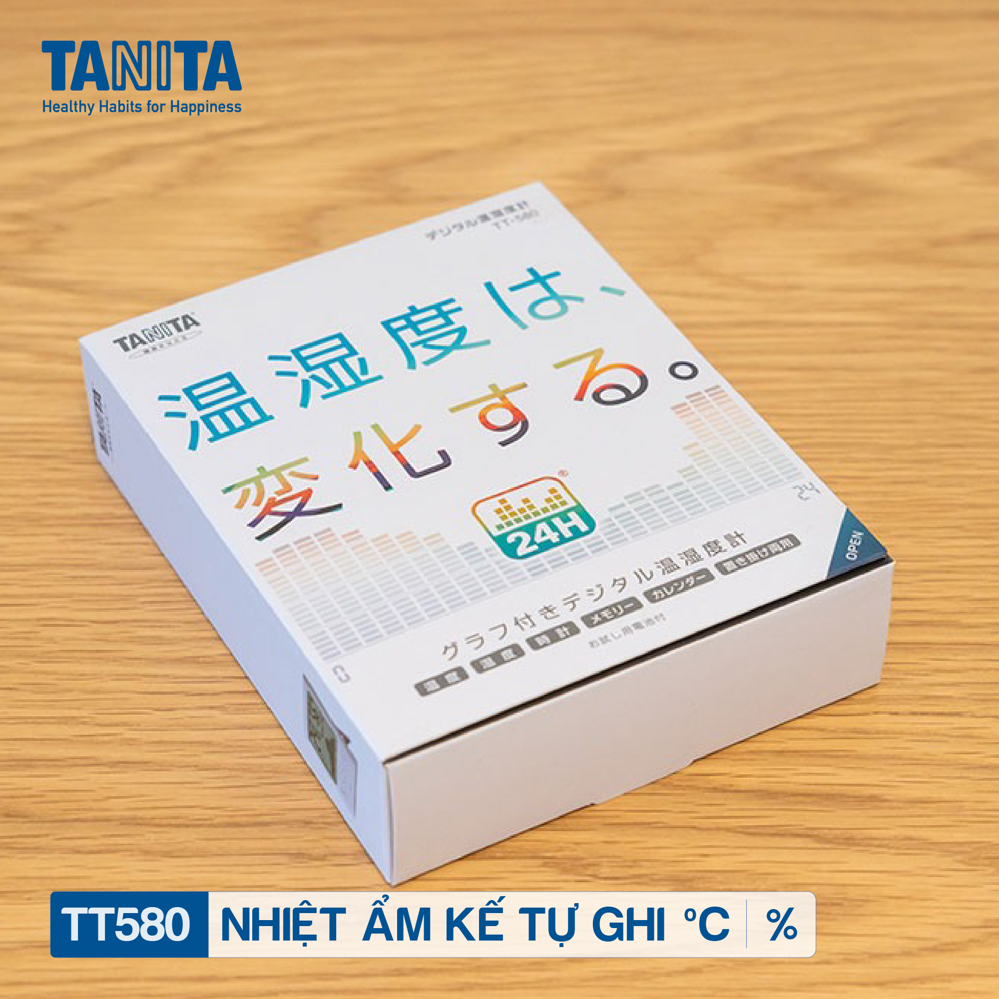 Nhiệt ẩm kế điện tử tự ghi 7 ngày TANITA TT580 chính hãng nhật bản,thiết bị đo độ ẩm nhiệt độ chính xác,màn hình rõ ràng,hiển thị ngày giờ chuông báo thức,có lỗ treo,để bàn phù hợp trong phòng lạnh, bệnh viện, gia đình có trẻ sơ sinh