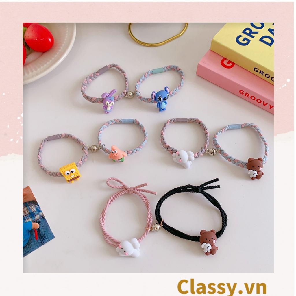 01 dây cột tóc Classy đính hình động vật chú cáo, chú vịt nhỏ, chú thỏ, chú heo bền chắc giá rẻ, nữ tính PK736