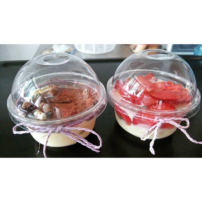 50 Ly lùn nắp cầu 200ml dùng lạnh - Ly đựng tiramisu - Ly đựng bánh mousse