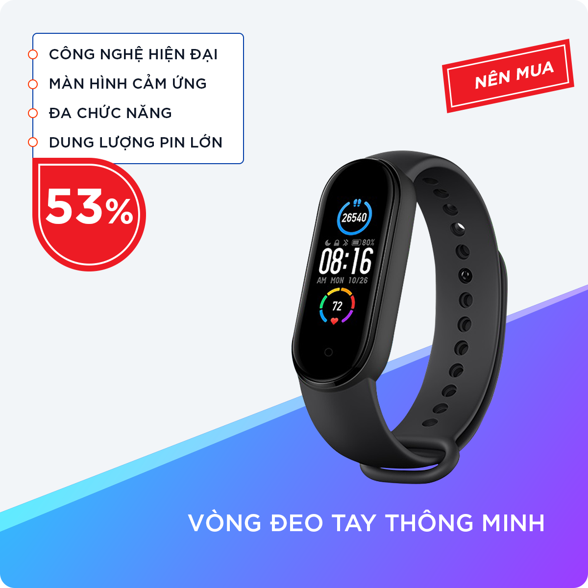 Vòng Đeo Tay Thông Minh Kết Nối Nhận Thông Báo Từ Điện Thoại, Đo Nhịp Tim, Theo Dõi Nồng Độ Oxi Trong Máu, Theo Dõi Giấc Ngủ Và Nhiều Chức Năng Khác