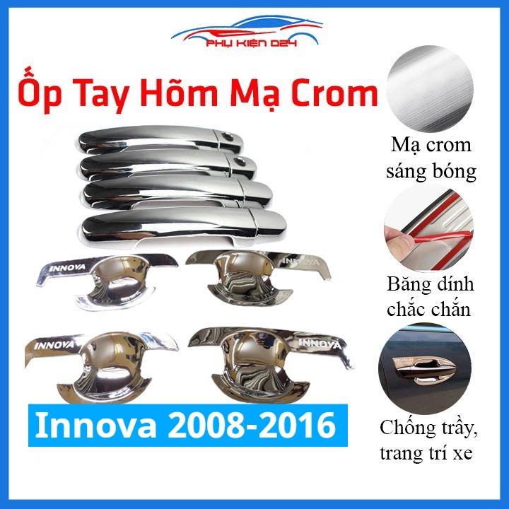 Bộ ốp hõm tay nắm cửa mạ crom chống trầy xước xe Innova 2008-2009-2010-2011-2012-2013-2014-2015-2016