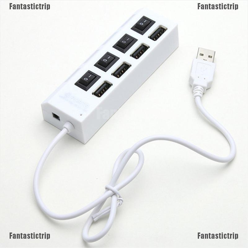 Hub Chia 4 Cổng USB 2.0 Có Công Tắc Bật / Tắt Kèm Dây Cáp AC Cho Máy Tính