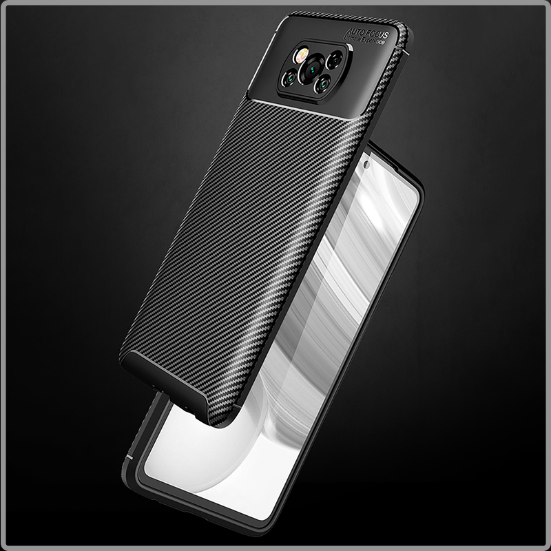 Ốp lưng cho Xiaomi Poco X3 NFC chống sốc Carbon Auto Focus - Hàng Nhập Khẩu
