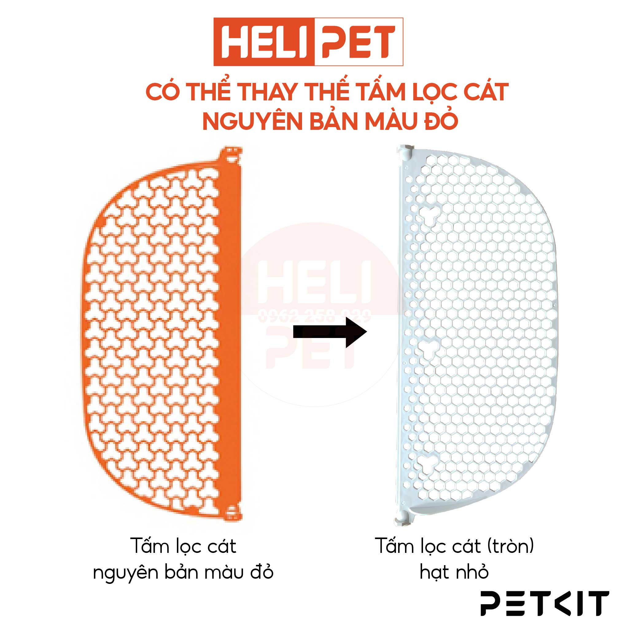 Lưới lọc cát mèo hạt nhỏ dùng cho máy dọn vệ sinh PETKIT Pura Max, Pura X với cát khoáng, cát đậu hạt nhuyễn - HeLiPet