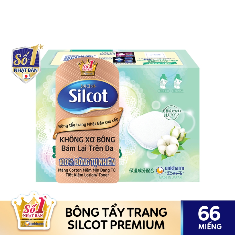 Silcot Bông Trang Điểm (bông tẩy trang) Nhật Bản Cao Cấp (Hộp 66 miếng)