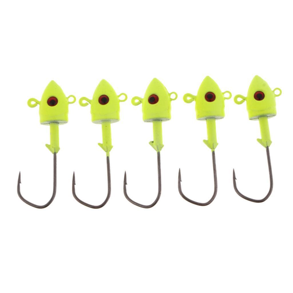 5 Pieces Super Sharp Fishing Hooks Jig Head Freshwater & Saltwater Fishing Baits Lures Flies Jigs