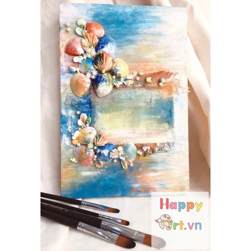 Tranh Canvas vẽ tay BIỂN NGỌC phong cách VINTAGE