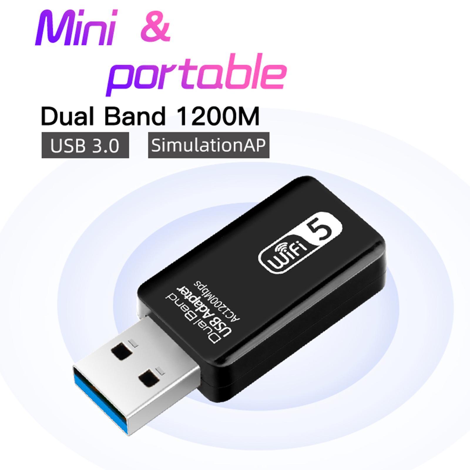 1200 Mbps 2.4-5.8GHz USB Dual Band Wireless Adapter WiFi for Laptop