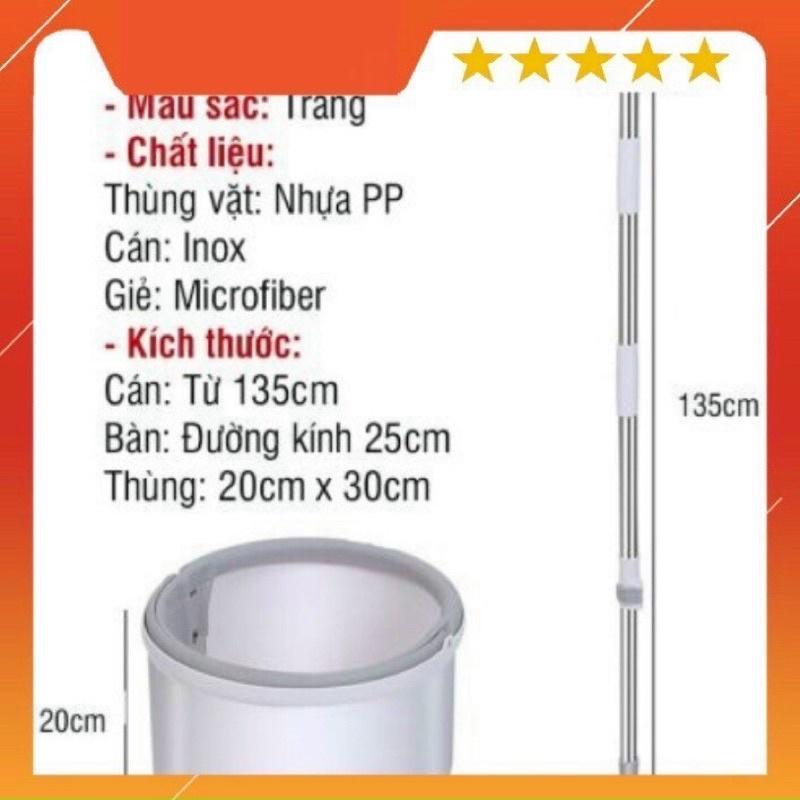 Chổi lau nhà tự vắt thông minh tách nước MOP xoay 360 độ, Cây lau nhà thông minh 360 độ tách nước cán inox kèm thùng