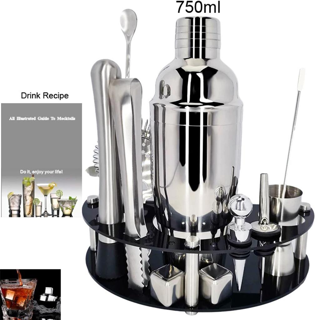 12Pce Professional Bartender Kit w/Stand Stainless Steel Cocktail Shaker Set