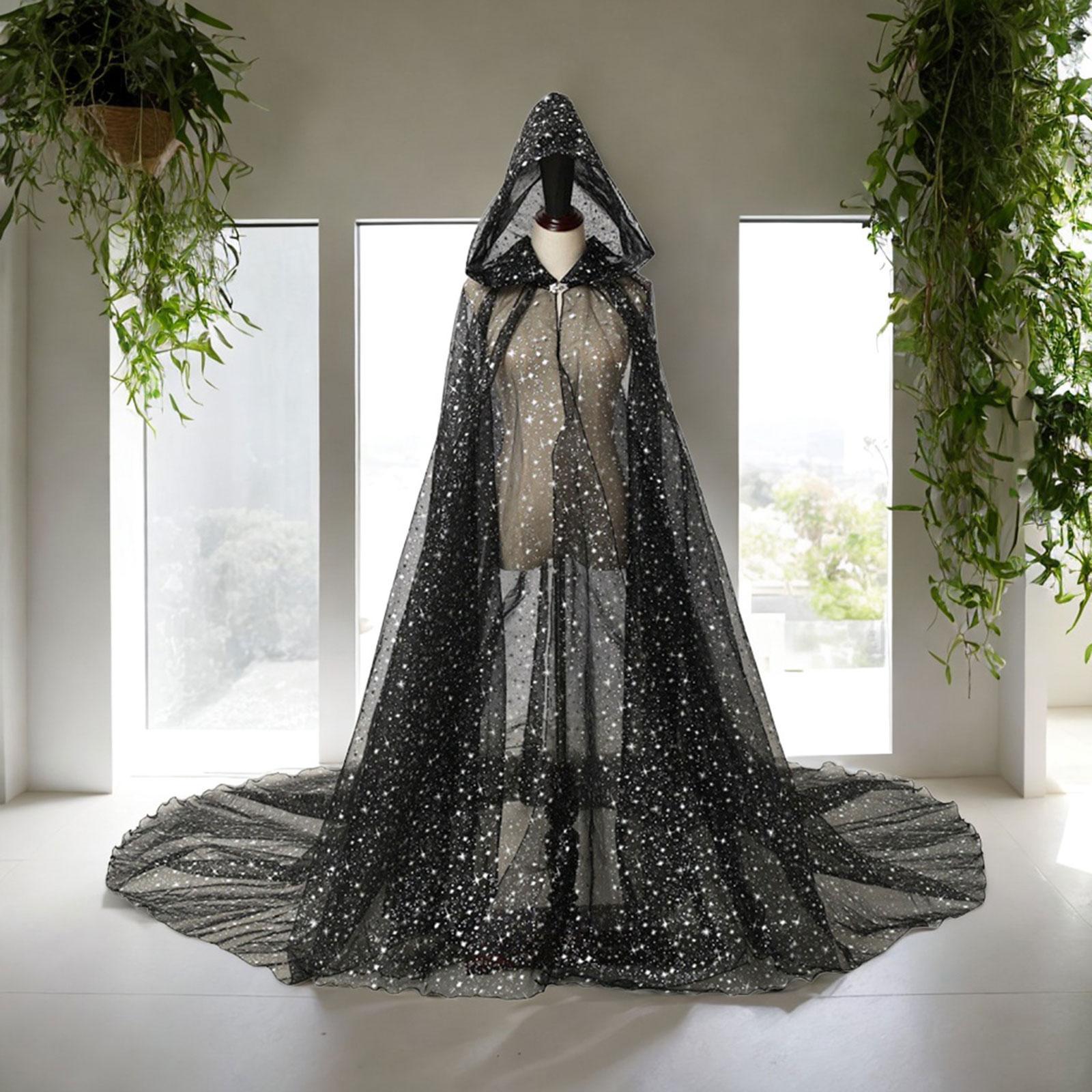 Hooded Cloak for Women Bridal Hooded Cloak Shiny Washable for Adults Soft Durable Costume Wedding Cape Tulle Cape