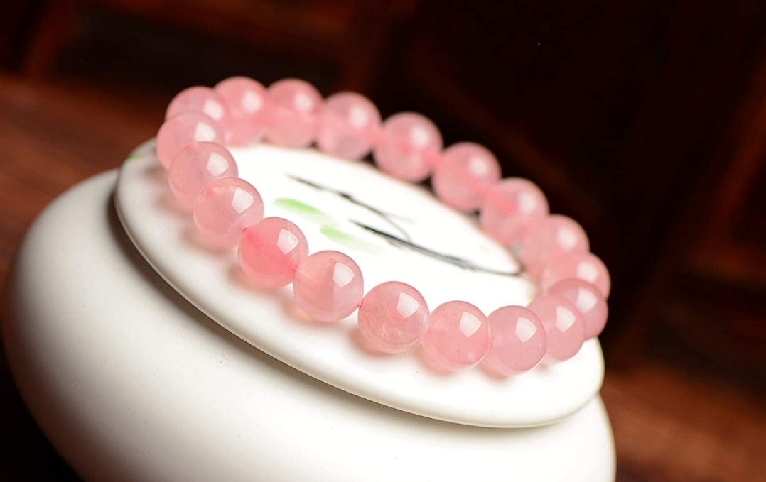 Vòng tay đá thạch anh hồng thiên nhiên cho Nữ văn phòng làm trang sức