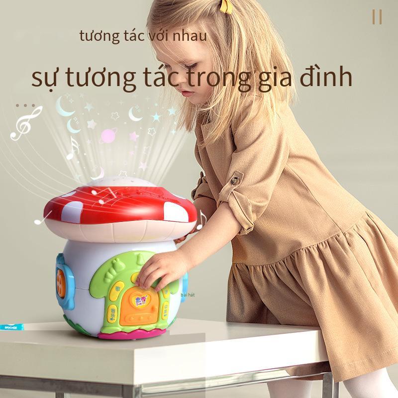 Chiếu thuận lợi nhất cho bé trí tuệ vui vẻ nhà nấm tay đánh trống nhạc nhẹ xoay giáo dục sớm giác ngộ câu chuyện máy đồ chơi 1106A
