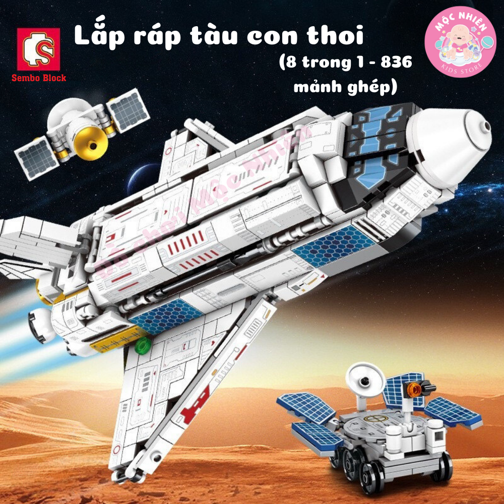 Đồ chơi lắp ráp xếp hình tàu con thoi Space Shuttle 8 trong 1 SEMBO BLOCK 203311 - 203318