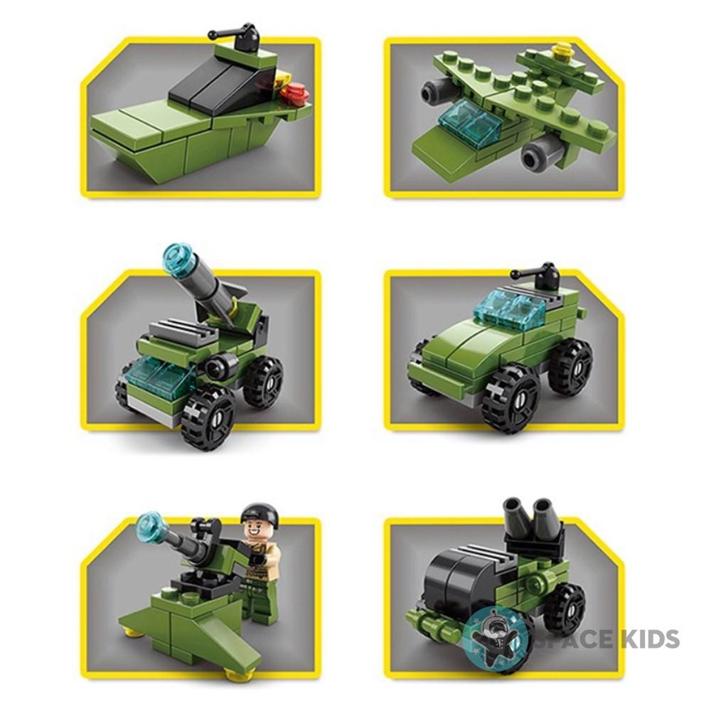 Đồ chơi Xếp hình Lego 6 trong 1 xe tăng Quân đội Lele Brother, ghép hình lego giá rẻ cho bé