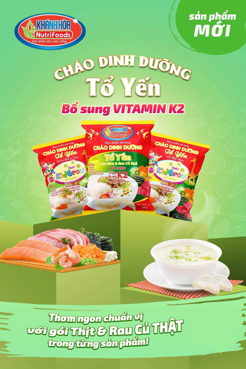 Cháo Dinh dưỡng Tổ yến Vị Bò bằm và Rau củ 50g Khánh Hòa Nutrifood ( Thùng 30 Gói )