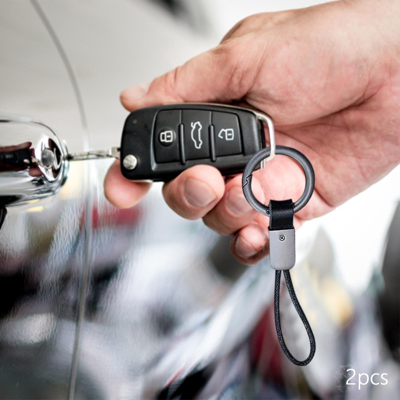 2x Car Keychains Key, Universal Easy to Install, with Anti Lost , Accessories Simple PU Leather Rope, Key Chains Key Fob Keychain Holder