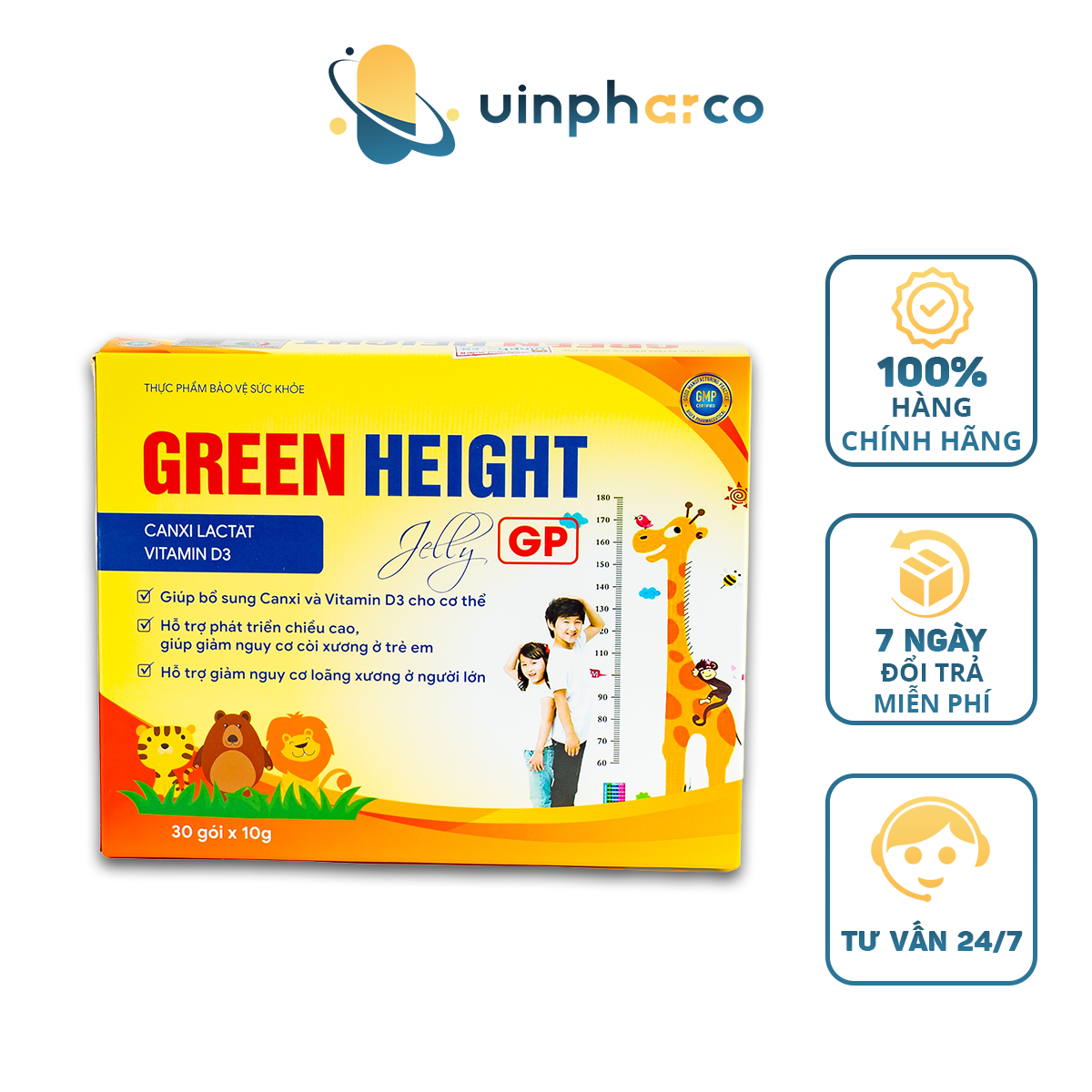 Thạch hỗ trợ tăng chiều cao Green Height - Hộp 30 gói