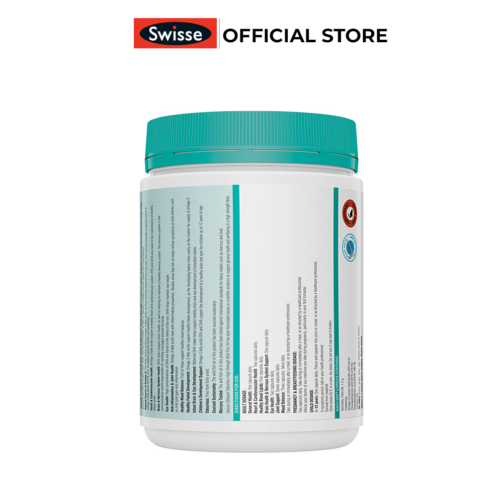 Viên Uống Dầu Cá Swisse Fish Oil 1500Mg 200V