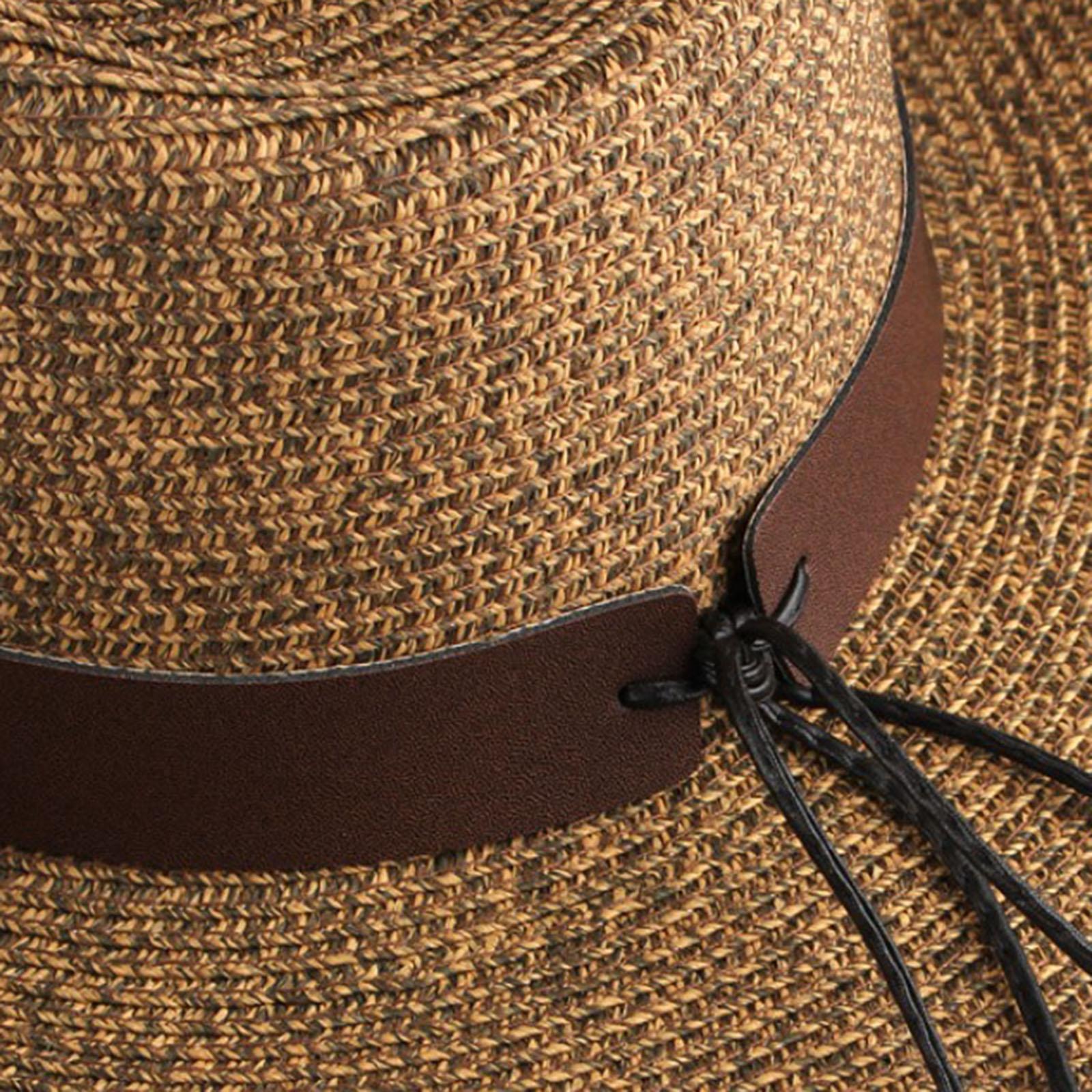 Straw Cowboy Hat, Breathable Vintage Lightweight Couple Hat for Festival Horseback Riding