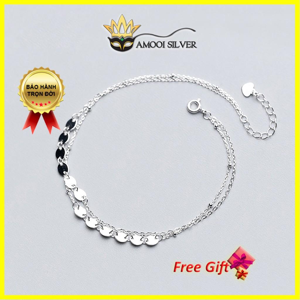 Lắc Chân Bạc Dây Đôi Khoen Tròn Chắc Chắn - Vòng Chân Bạc Thời Trang - Lắc Chân Bạc S925 Sáng Đẹp - AMOOI SILVER