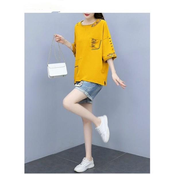 HÀNG NHẬP - SÉT BỘ SHORT QUẦN JEAN ÁO THUN VÀNG
