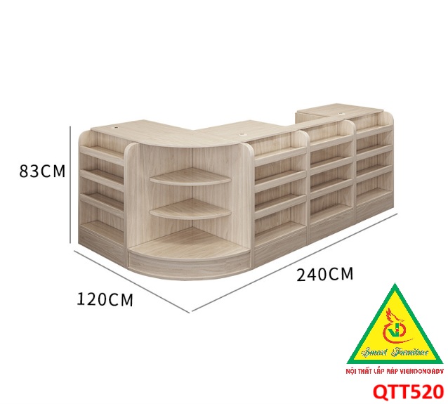 Quầy tính tiền, Bàn thu ngân cho cửa hàng tiện lợi, siêu thị mini, shop QTT520 - Nội thất lắp ráp Viễn Đông ADV